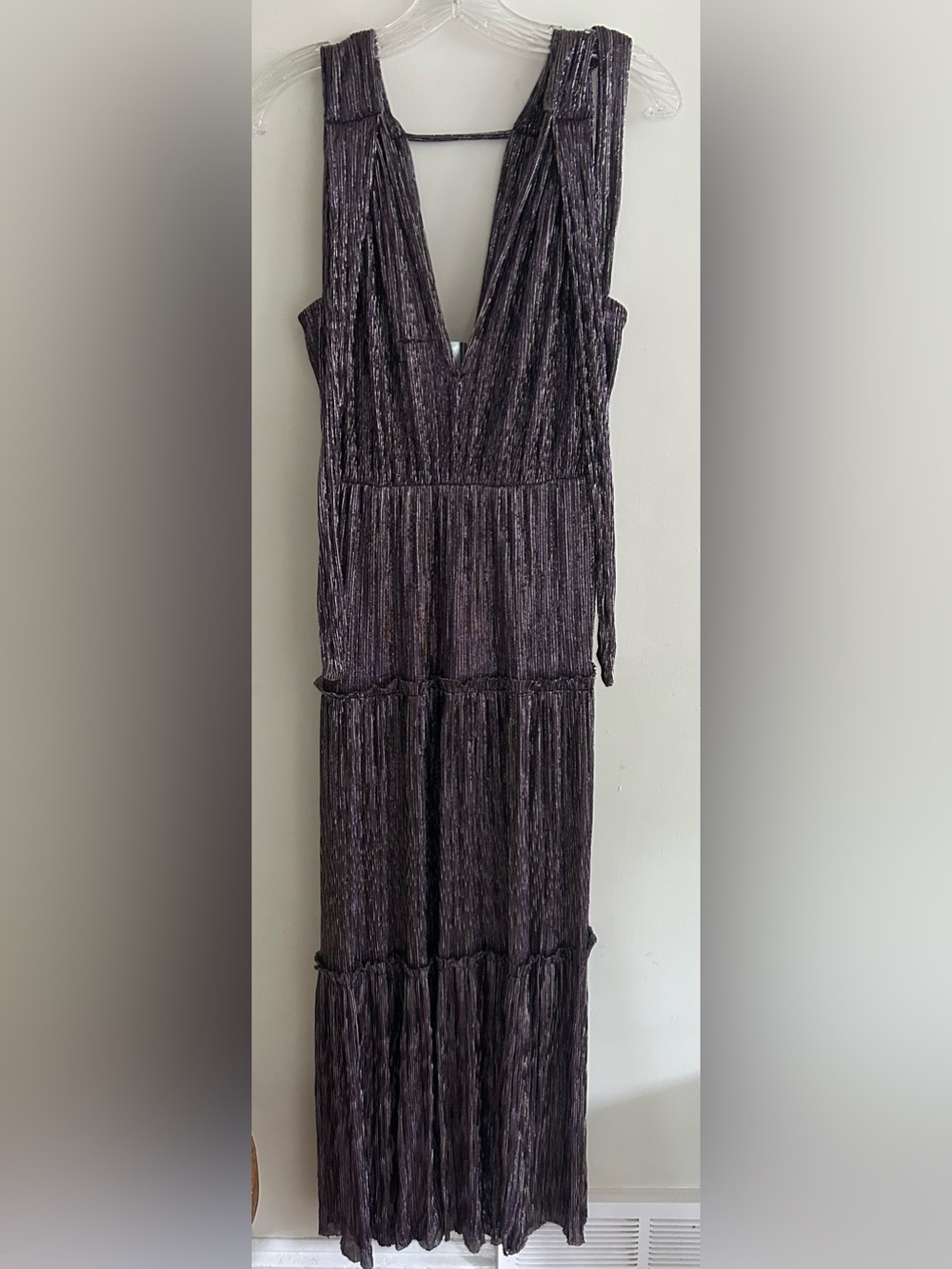 Sabina Musayev Helena Metallic Tiered Maxi Dress Size M Wedding Guest Formal - Picture 2 of 5